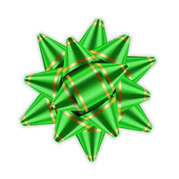 Green bow 3d ribbon decor element package Shiny color satin decoration gift p Stock Illustration
