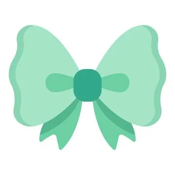 Green bow icon representing gift wrap, celebration, decoration, festive events Stock Illustration