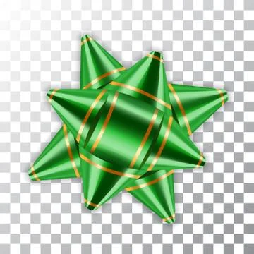Green bow ribbon 3d decor element package Shiny color satin decoration gift p Illustrazione stock
