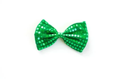 Green bow tie with sequins Stock Photos