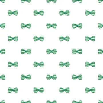 Green bow ties pattern repeating on white background Stock Illustration