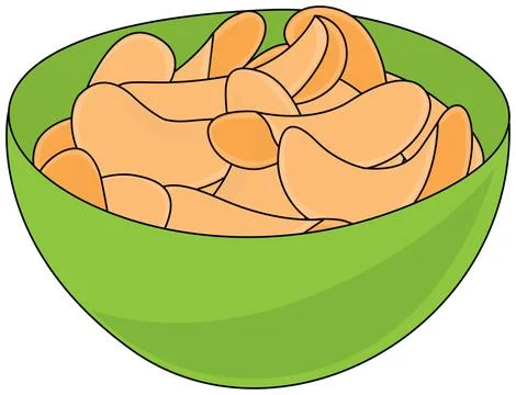 Green Bowl of Potato Chips Stock Illustration