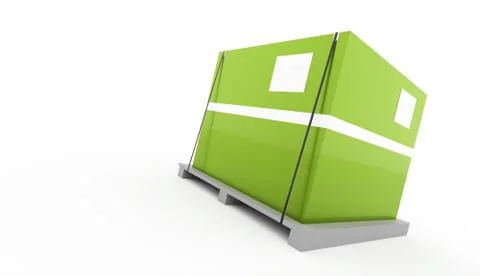 Green box fixed on palette on white background Illustrazione stock