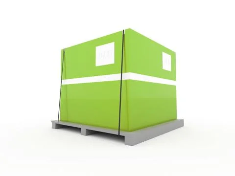 Green box on palette rendered isolated on white background Stock Illustration