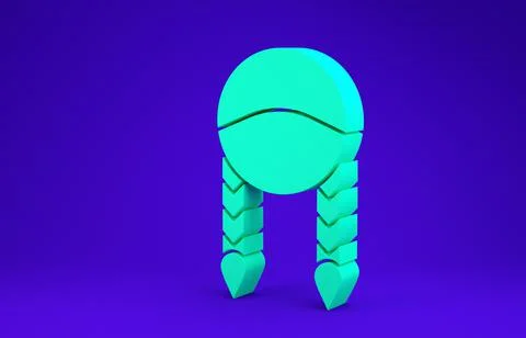 Green Braid icon isolated on blue background. Minimalism concept. 3d illustra イラスト素材