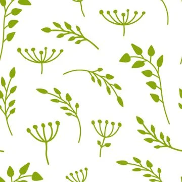 Green branch leaves seamless pattern print vector Stock Illustration