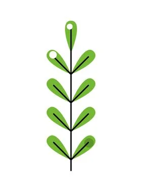 Green branch nature icon. Vector flat illustration of a vertical plant stem.. Stock Illustration