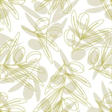Green branch. Seamless pattern with fresh olives. Berry and leaves. illustration Stock Illustration