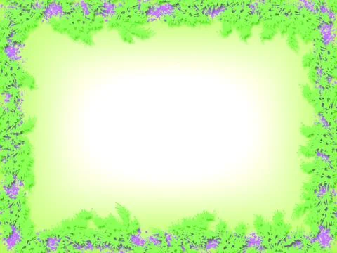 Green branches frame for text with violet by side Stock Illustration