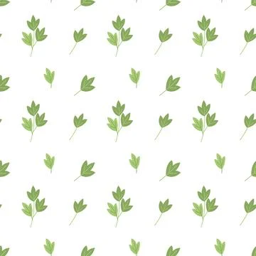 Green branches pattern. Spring leaves seamless vector floral pattern for text Stock Illustration