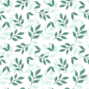 Green branches seamless pattern. Tropical summer texture twigs. Romantic back 스톡 일러스트