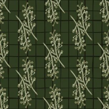 Green branches seamless pattern. Vintage rustic with twig pattern. Stockillustratie