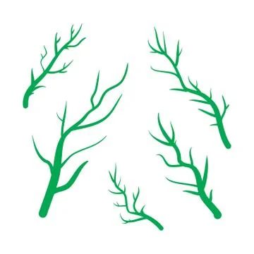 Green Branches vector hand drawn illustration. Icons on transparent backgroun Stock Illustration