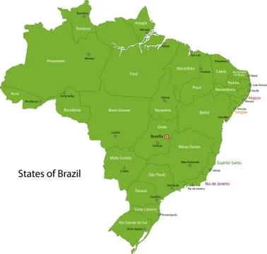 Green brasilia map Stock Illustration