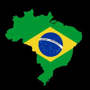 Green Brazil map flag vector silhouette illustration isolated on black 库存插图