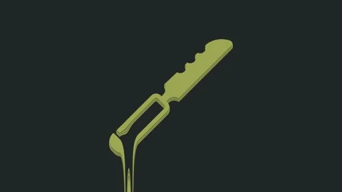 Green Bread knife icon isolated on black background. Cutlery symbol. 4K Video Stock Footage 235517209