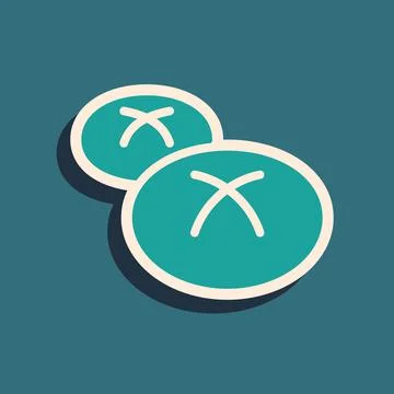 Green Bread loaf icon isolated on green background. Long shadow style. Vector Stock Illustration