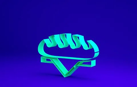 Green Bread loaf icon isolated on blue background. Minimalism concept. 3d Stock Illustration