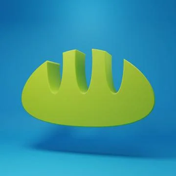 Green Bread loaf icon isolated on blue background. Minimalism concept. 3D r.. Stock Illustration
