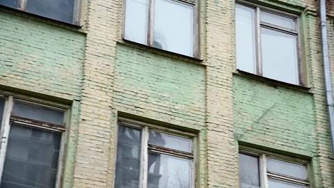 The green brick building of the old school. Stock Footage 237712806