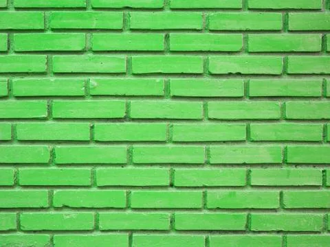 Green brick wall texture background Foto stock
