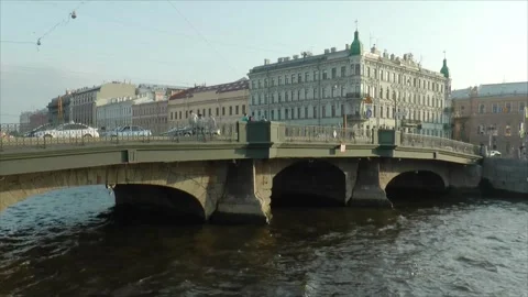 Green bridge over the Moika River, sunny summer day. Timelapse. Stock Footage 340610774