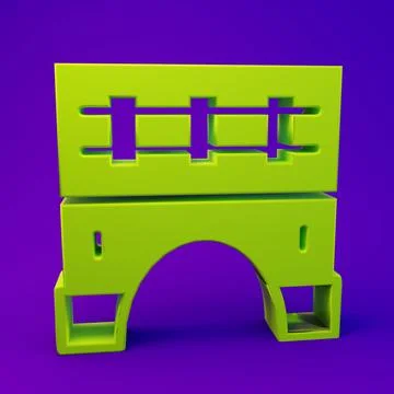 Green Bridge for train icon isolated on purple-blue background. Minimalism .. 스톡 일러스트
