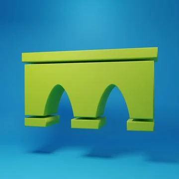 Green Bridge for train icon isolated on blue background. Minimalism concept.. 스톡 일러스트