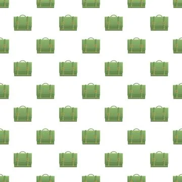 Green briefcase bag seamless pattern repeating background Stock Illustration