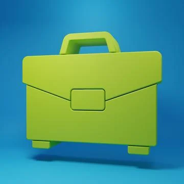 Green Briefcase icon isolated on blue background. Business case sign. Busin.. Stock Illustration