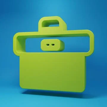 Green Briefcase icon isolated on blue background. Business case sign. Busin.. Stock Illustration
