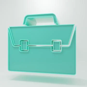 Green Briefcase icon isolated on grey background. Business case sign. Busin.. Stock Illustration