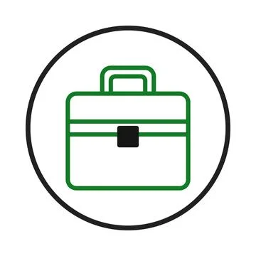 Green briefcase icon within a circular frame, suggesting professional work,.. Stock-Illustration