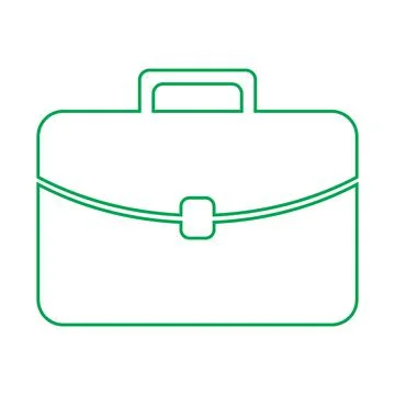 Green briefcase vector line icon isolated on white background Stock Illustration