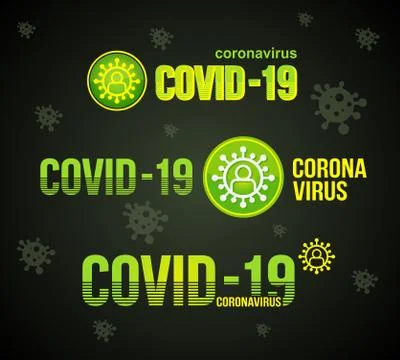 Green bright vector logo of the virus. Pandemic icon with a name for the pres Stock Illustration