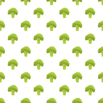 Green broccoli florets creating seamless healthy food pattern Illustrazione stock