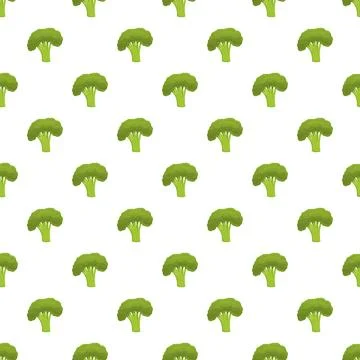 Green broccoli florets creating seamless healthy food pattern Stock Illustration