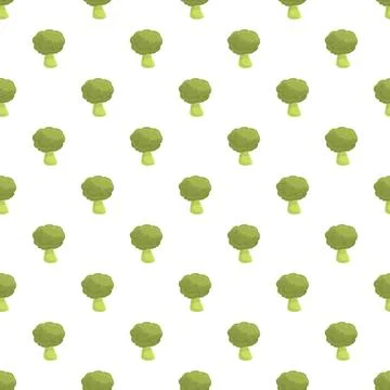 Green broccoli florets creating seamless healthy food pattern Stock Illustration