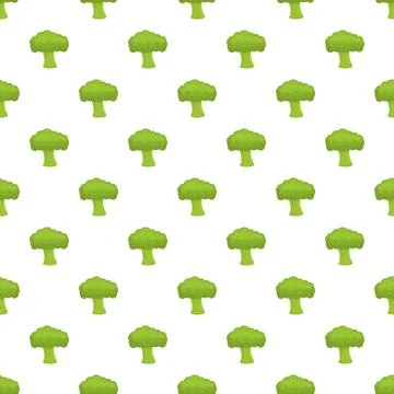 Green broccoli florets creating seamless healthy food pattern Stock Illustration