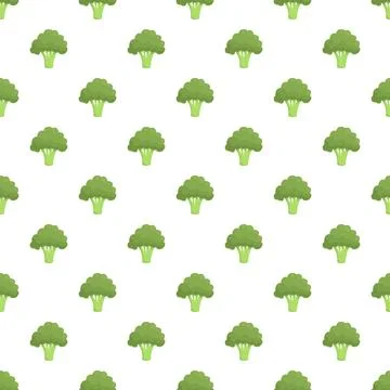 Green broccoli florets creating seamless pattern background Stock Illustration