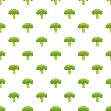 Green broccoli florets forming seamless organic food pattern Stock Illustration