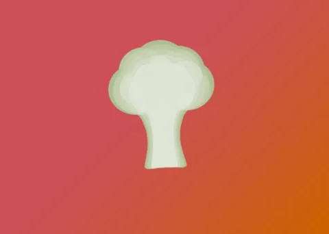 Green broccoli on a red background drawing Stock Illustration
