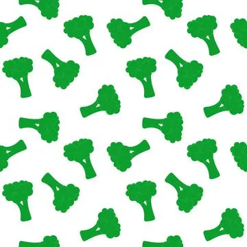 Green broccoli seamless pattern, vector illustration. Stock Illustration