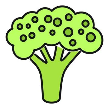 Green broccoli vegetable flat icon illustration Stock Illustration