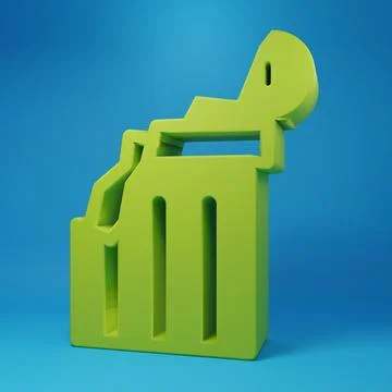 Green Broken ancient column icon isolated on blue background. Minimalism co.. Stock Illustration