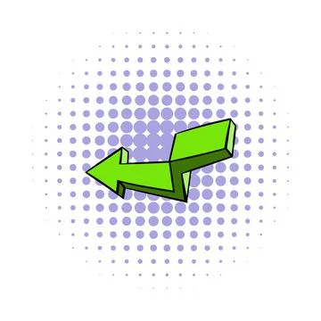 Green broken arrow icon, comics style Stock Illustration
