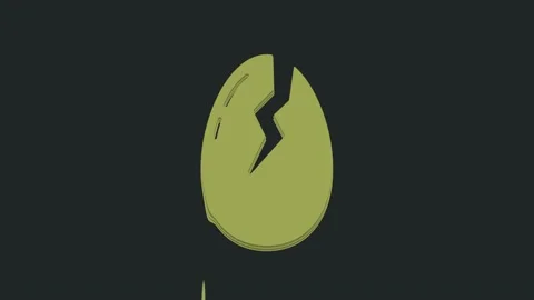 Green Broken egg icon isolated on black background. Happy Easter. 4K Video 動画素材 235436076
