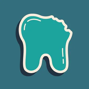 Green Broken tooth icon isolated on green background. Dental problem icon イラスト素材