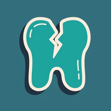 Green Broken tooth icon isolated on green background. Dental problem icon. De イラスト素材