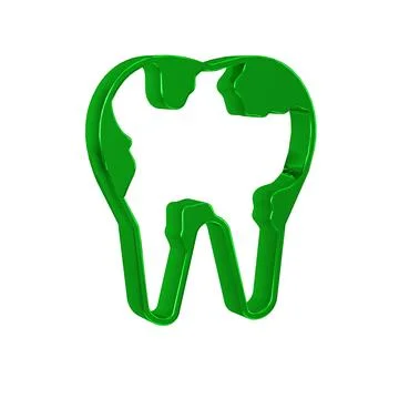 Green Broken tooth icon isolated on transparent background. Dental problem .. Stock Illustration